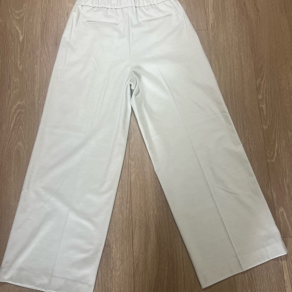 Ann Taylor Womens Pants Size MP Pastel Green Wide Leg Trouser High Rise Pull On